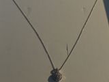 silver plated necklace with a small pendant with a number on it