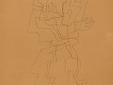 an image of a drawing of a man and woman on a brown background