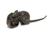 bronze figurine of a mouse on a white background