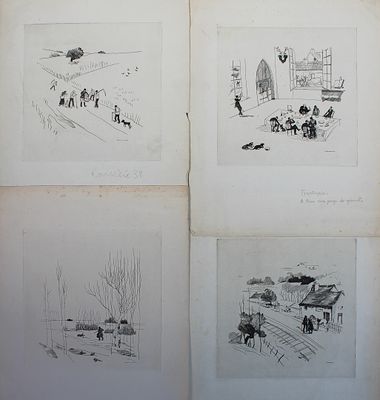 Daniel ROUVIERE (1913-1985), "Le banquet", "La chasse", "La …