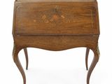 an old wooden desk with a drawer on one side and a drawer on the other side