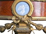 an image of a table with a clock on it