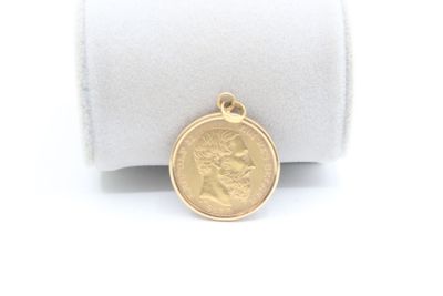 Pièce d'or 20f Roi des Belges 1875 en pendentif poids: 7. - Photo 1