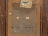 an old picture of a piece of wood with writing on it