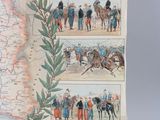 an old map of the british empire with pictures of people on horseback and horses