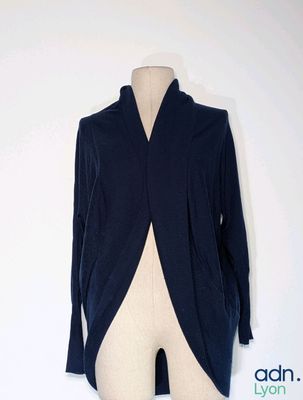 une photo d'un mannequin portant un gilet bleu