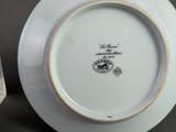 a white plate with a black and white design on it