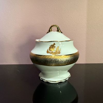 Sucrier en porcelaine IMPERIA LIMOGES, Décoré à la main Plat…