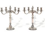 pair of silver plated candelabs with candlesticks