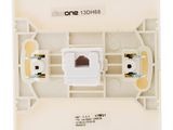 a close up of a white electrical outlet on a white background