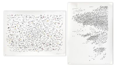 deux dessins d'oiseaux sur fond blanc et un dessin d'oiseaux sur fond blanc