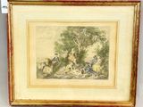 une image représentant un tableau où l'on voit un groupe de personnes assises sous un arbre