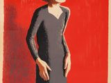 an image of a painting of a woman in a black dress