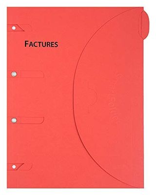 Chemise de classement - Spécial Factures - Rouge - Rabat lat…
