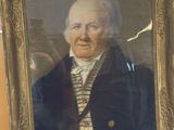 portrait d'un vieil homme en costume-cravate, dans un cadre doré