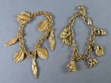 deux paires de bracelets plaqués or, ornés de feuilles et de fleurs