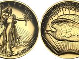 a close up of a gold coin with an eagle on it