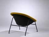 a black and yellow chair with a yellow seat on a white background