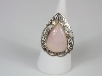 sterling silver ring with pink opalite stone
