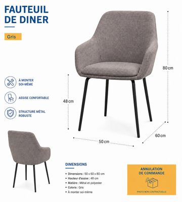 un schéma de chaise avec ses dimensions et les mesures correspondantes