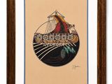 an image of a picture of a boat with a fish on it