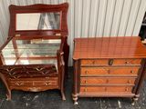 pair of antique mahogany and glass dressers