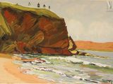 une image représentant un tableau représentant une falaise au bord de l'océan