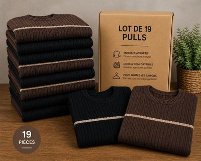 Lot de 19 pulls noir et marron taille aléatoire