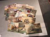 de nombreuses images de bateaux sur l'eau dessinées sur une feuille de papier
