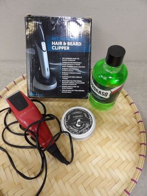 une photo d'un kit de soins pour les cheveux et la barbe posé sur une table