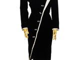 an image of a mannequin dressed in a black and white outfit