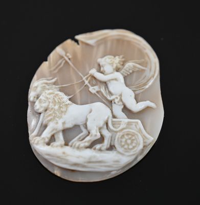 an image of a picture of a horse and a man on a shell