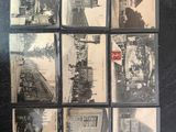 several old black and white photographs of a train on a train track