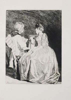 an image of a drawing of two people sitting at a table