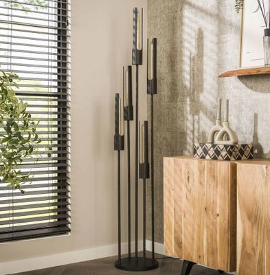 Lampadaire tube 5 lampes TUBEA en métal noir, dimensions: 30… - Photo 1