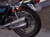 a motorcycle that is parked in a parking lot