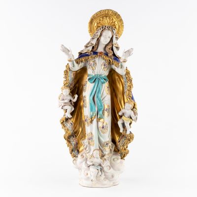 an image of a statue of a woman holding a fan