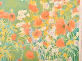 a painting of flowers in a vase on a table