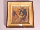 a picture of a painting of two men with buckets