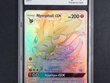 a close up of a pokemon card in a plastic case