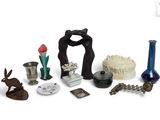 many items that are sitting on a white surface