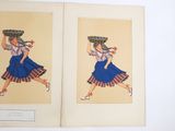 two pictures of a woman carrying a basket on her head