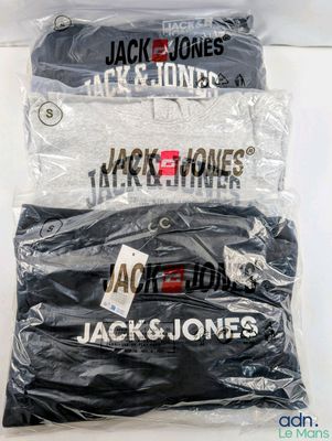 three pairs of jack and jones t - shirts in plastic bags