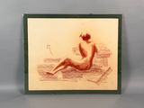 une image représentant le dessin d'une femme nue assise sur un canapé
