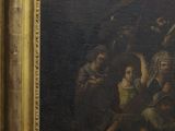 a painting of a group of people in a dark room