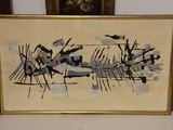 painting of a painting of a black and white painting on a yellow background