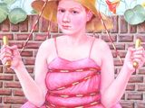 a painting of a woman in a pink dress and a straw hat