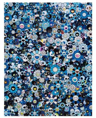 an image of a blue and white flowered background with lots of small flowers