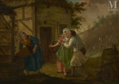 Ecole HOLLANDAISE vers 1800 Le baiser volé