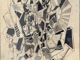dessin représentant une image en noir et blanc d'un ensemble d'objets